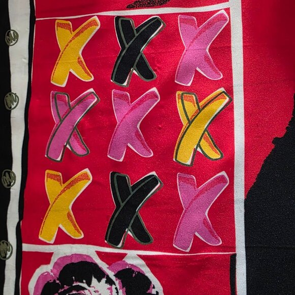 Vintage Paloma Picasso Parfums Silk Scarf Pop Art Abstract 80s Red Black Retro - Picture 5 of 9